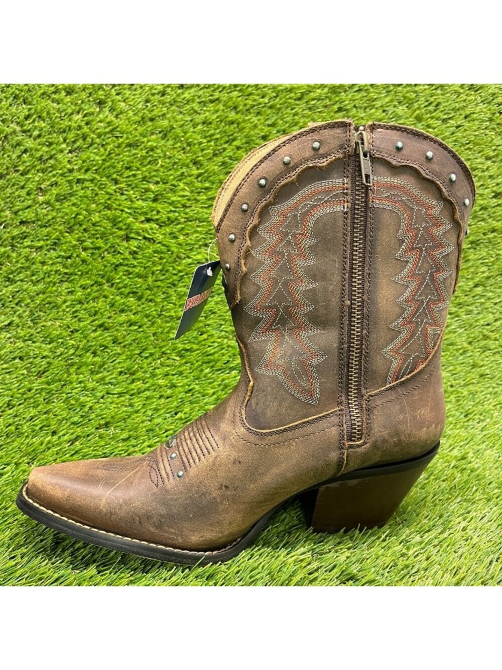 Durango Crush Womens Size 8 Brown Cowgirl Western Snip Toe Zip Up Fashion Boots - Picture 2 of 9